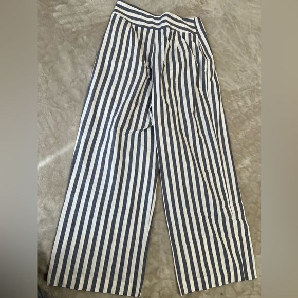 Zara striped wide leg ,ankle length cotton pants - Picture 8 of 8